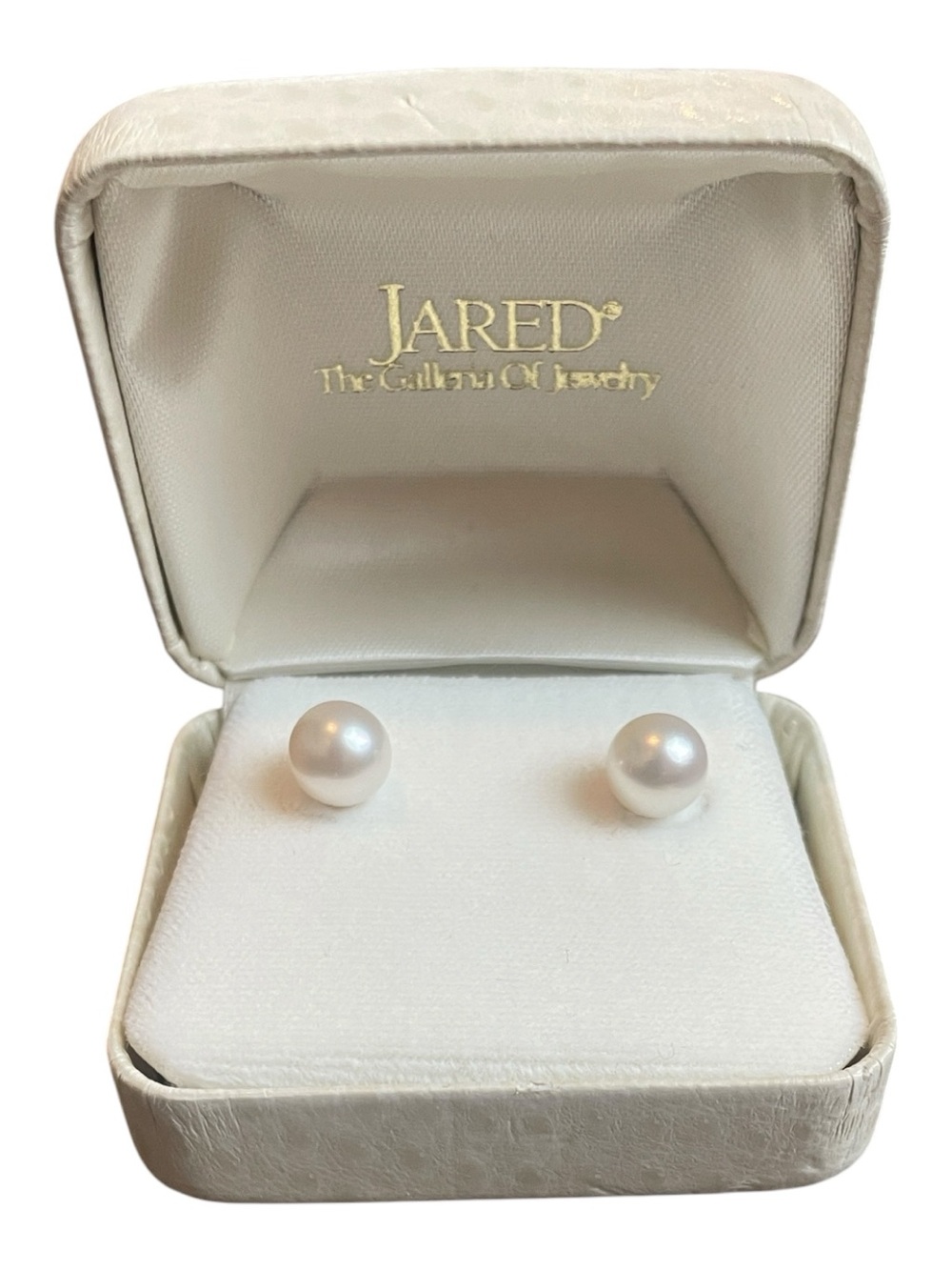 White Pearl Like Stud Earrings 585 Gold